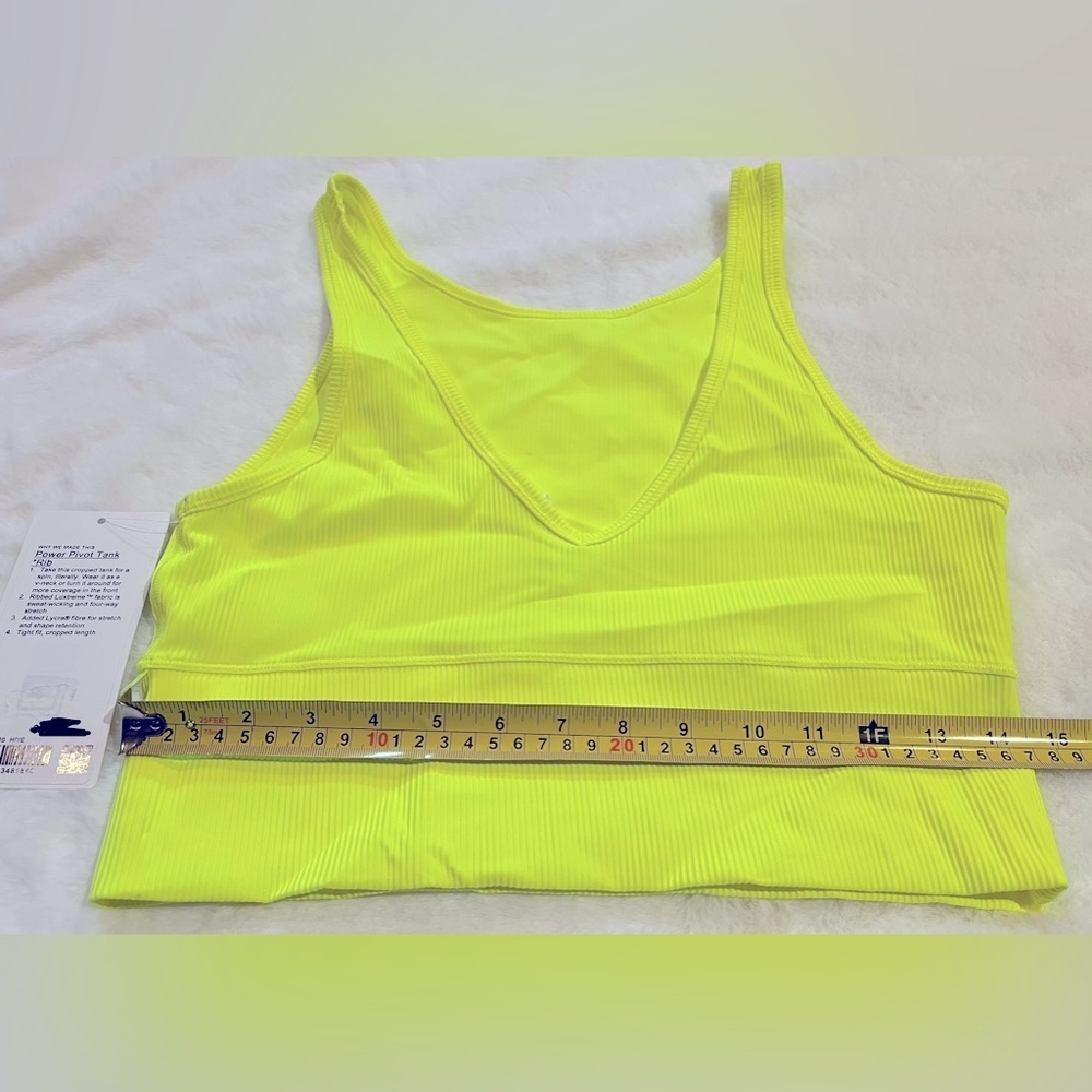 Lululemon Yellow Power Pivot Ribbed Reversible Tank Top sz 10 performance active - Picture 8 of 8